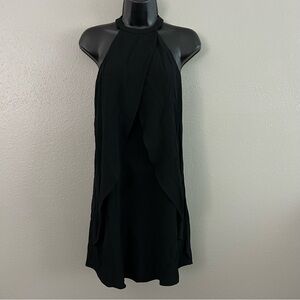 A.L.C. Black Sleeveless Halter Neck Dress Sz 2 Layered Flowy Cocktail Party LBD